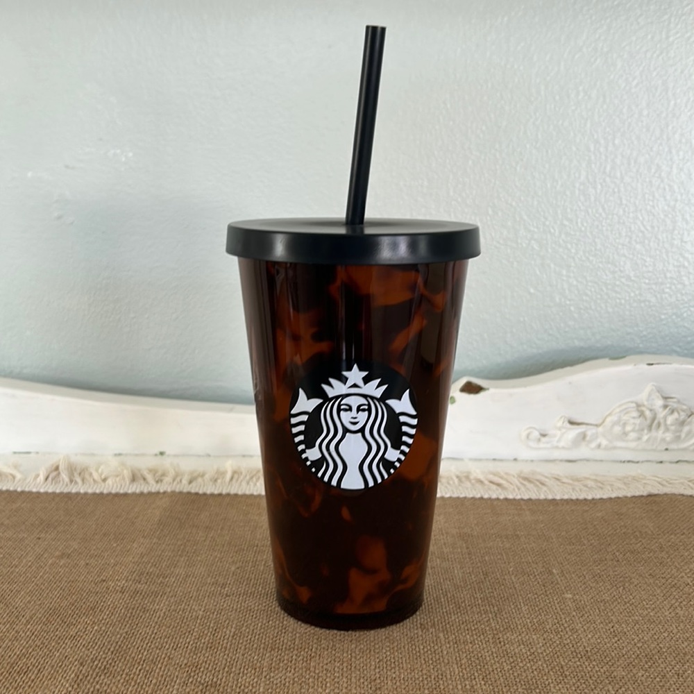 Circa 2016 Starbucks Tortoise Shell Tumbler, Grande, 16 oz swirl leopard, NWOT